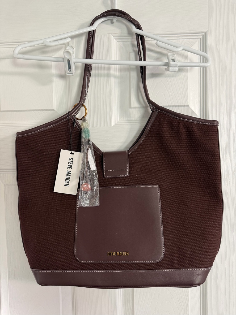 Steve Madden Dark Brown Canvas Purse with Front Pocket